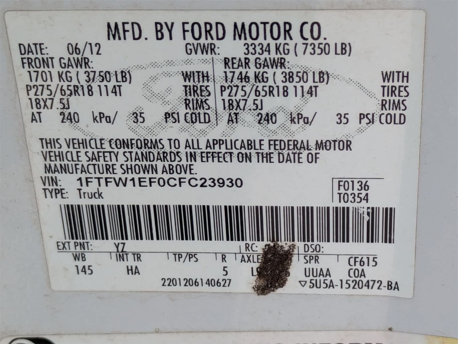 2012 Ford F-150 LARIAT