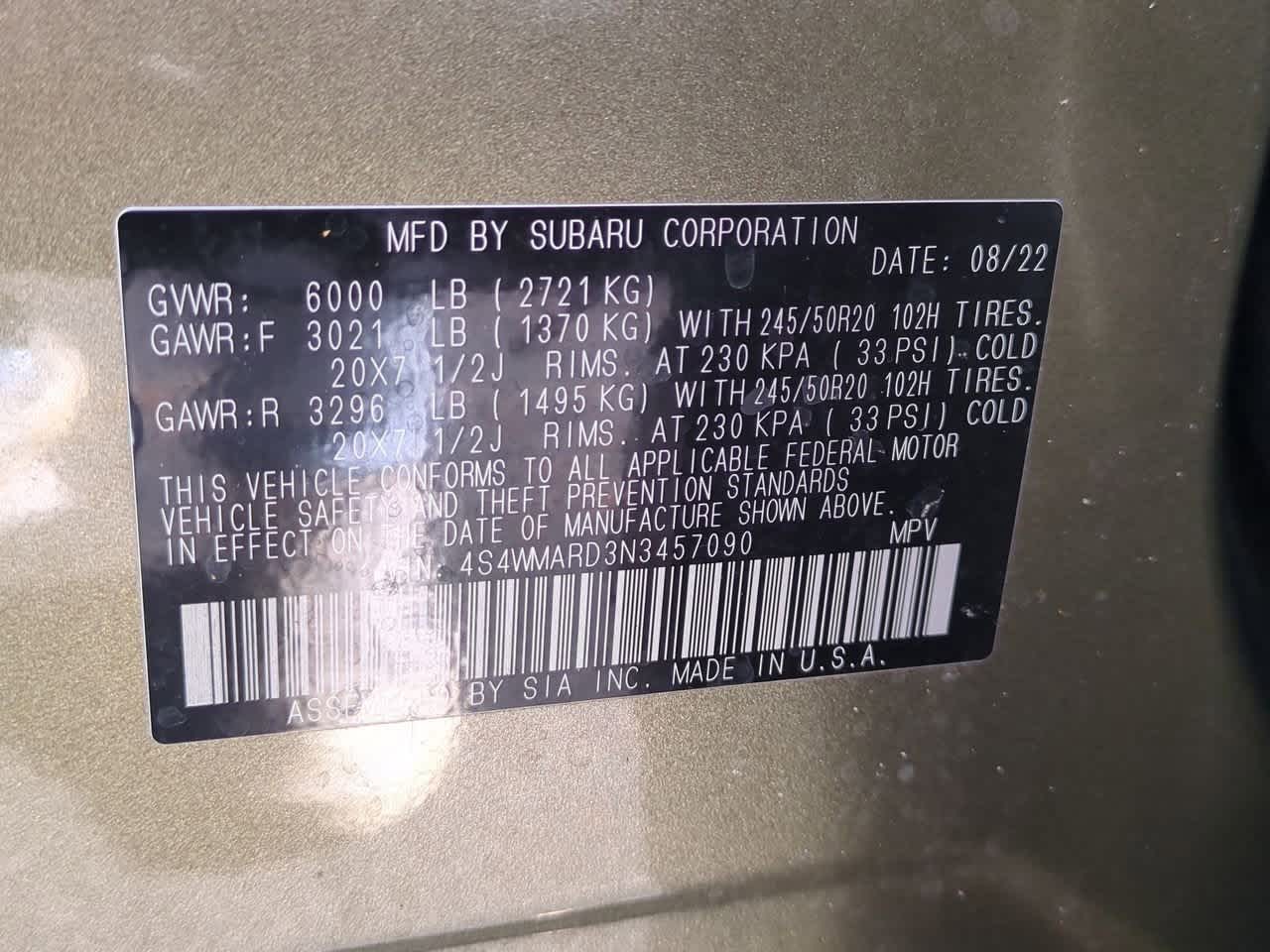 2022 Subaru Ascent Touring